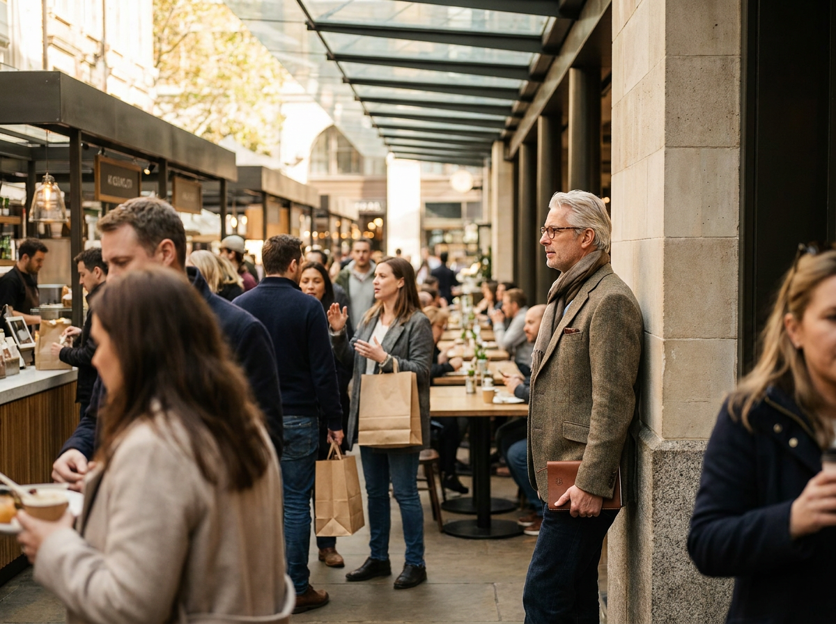 A strategist observing customer behavior in a real-world market environment.